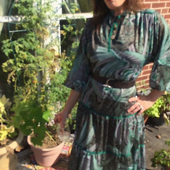 Vtg 60-70s Gunne Sax Japanese Motif FEATHER 420 Leaf Keyhole Custom Stylist’s - Picture 14 of 15